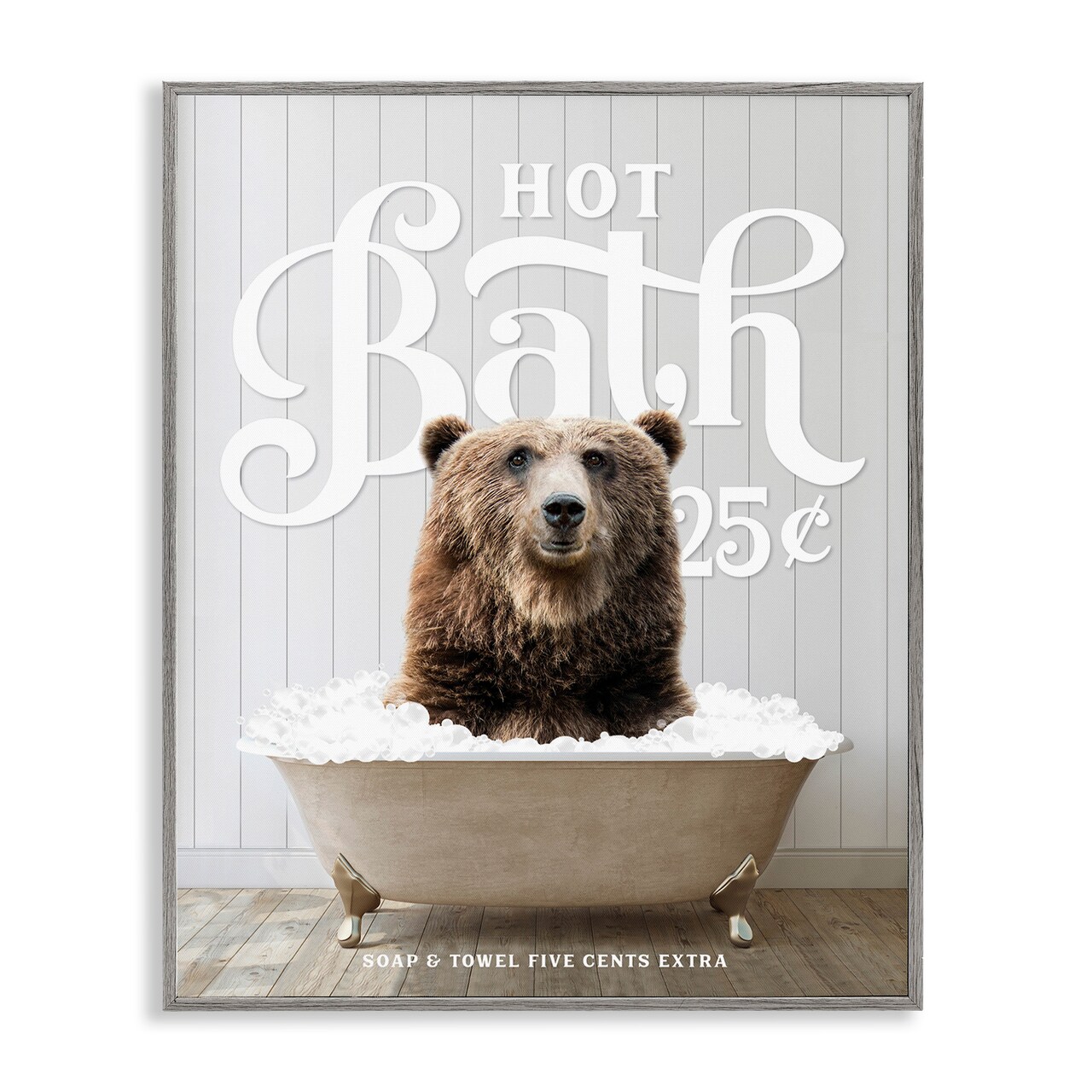 Stupell Industries Vintage Bathroom Bear Ad Framed Giclee Art